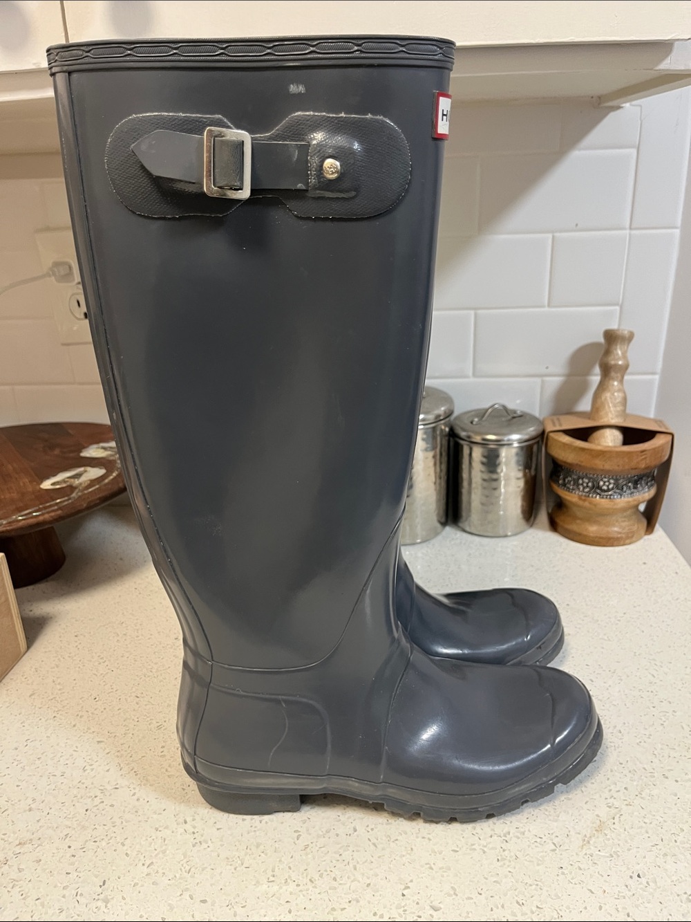 Hunter Tall Rain Boots in Charcoal - Picture 3 of 5
